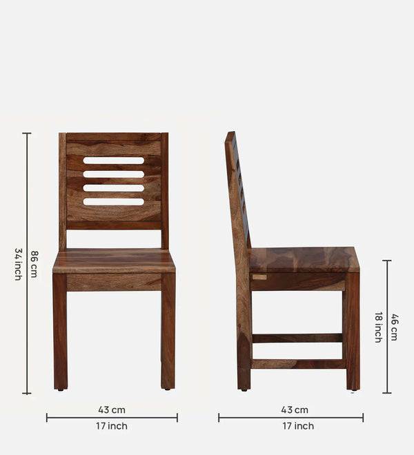Marin Sheesham Wood Dining Chairs in Scratch Resistant Rustic Teak Finish (Set Of 2)