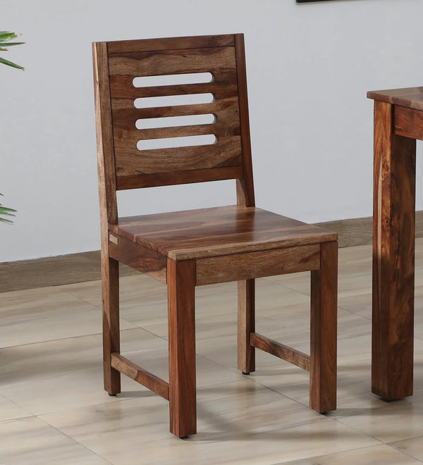 Marin Sheesham Wood Dining Chairs in Scratch Resistant Rustic Teak Finish (Set Of 2)