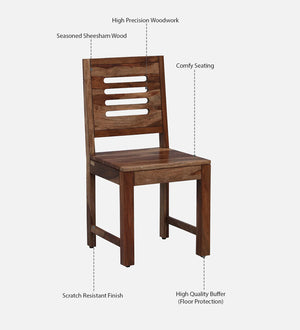 Marin Sheesham Wood Dining Chairs in Scratch Resistant Rustic Teak Finish (Set Of 2)