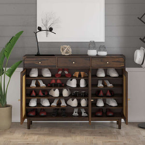 Flow Sheesham Wood Shoerack In Provincial Teak Finish