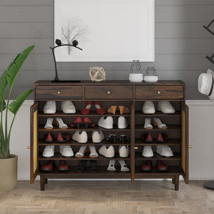 Flow Sheesham Wood Shoerack In Provincial Teak Finish