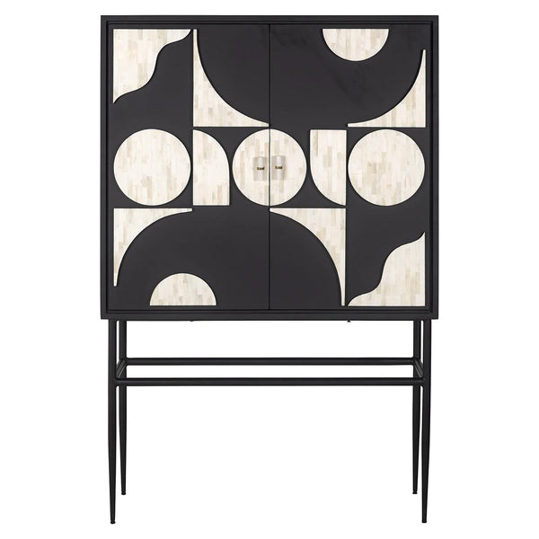 Magnus Solid Mango Wood Cabinet with Two Door in Black Finish