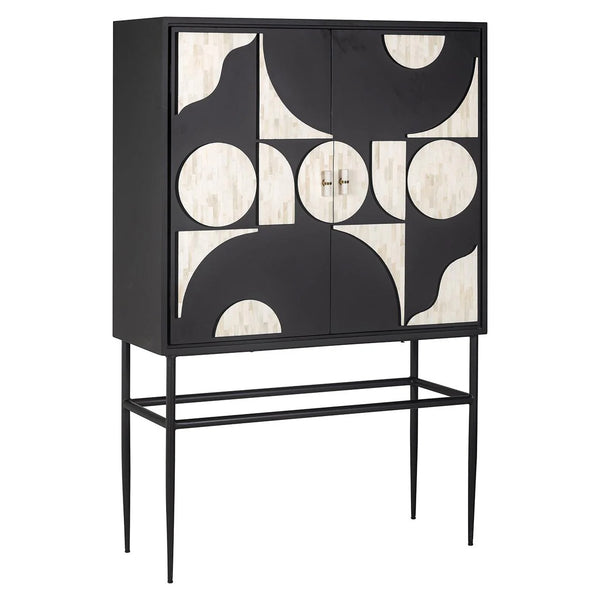 Magnus Solid Mango Wood Cabinet with Two Door in Black Finish
