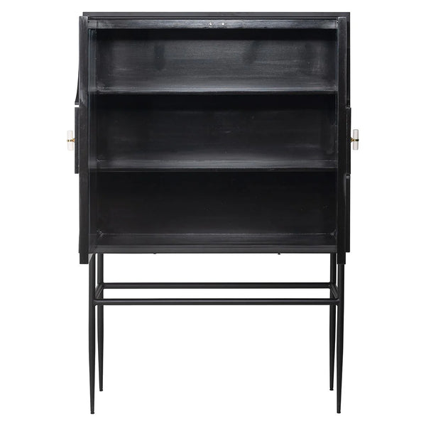Magnus Solid Mango Wood Cabinet with Two Door in Black Finish