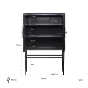 Magnus Solid Mango Wood Cabinet with Two Door in Black Finish