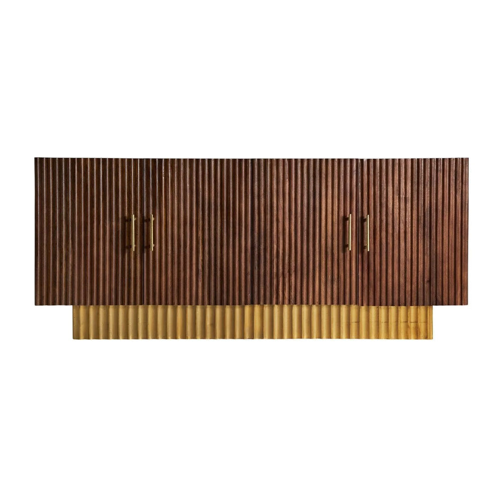 Doyle Solid Mango wood Sideboard with 4 Door in Provincial Teak Finish