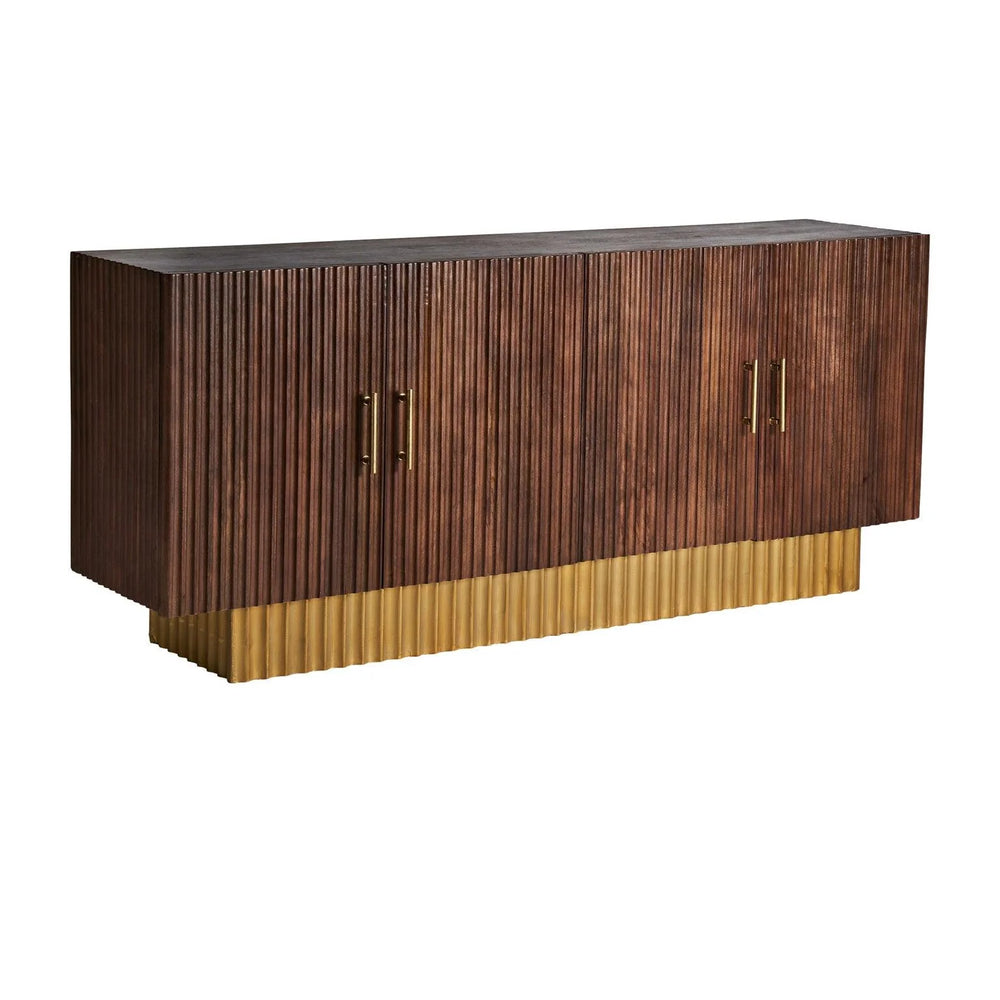 Doyle Solid Mango wood Sideboard with 4 Door in Provincial Teak Finish