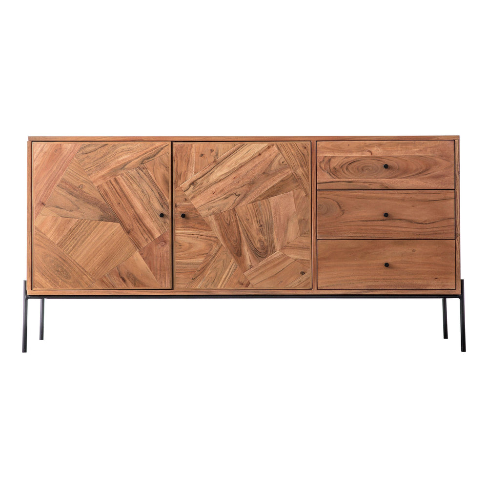 Radiant Solid Acacia wood Sideboard with 2 Door & 3 Drawer in Natural Finish
