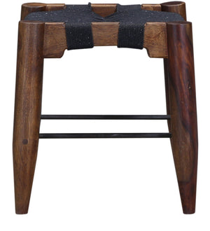Yonnet Sheesham Wood Seating Stool In Brown & Black Colour
