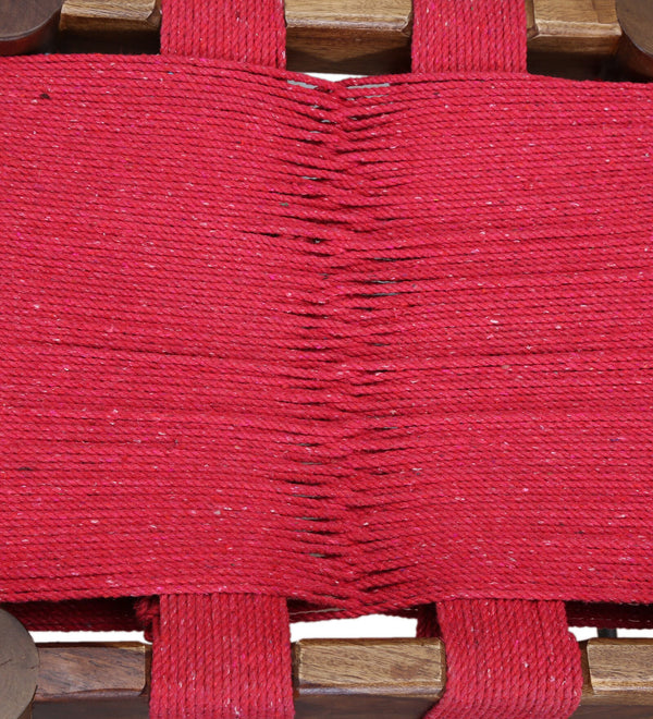 Turre Sheesham Wood Seating Stool In Pink & Brown Colour