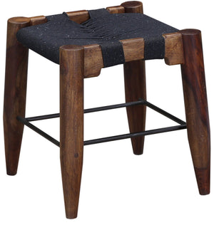 Yonnet Sheesham Wood Seating Stool In Brown & Black Colour