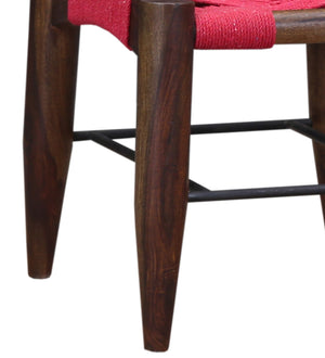 Turre Sheesham Wood Seating Stool In Pink & Brown Colour