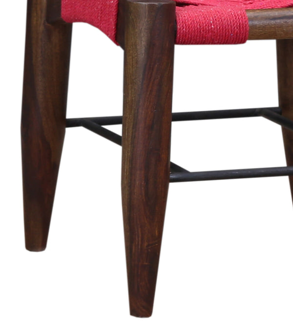 Turre Sheesham Wood Seating Stool In Pink & Brown Colour