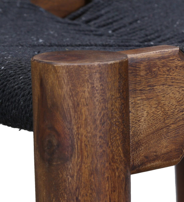 Yonnet Sheesham Wood Seating Stool In Brown & Black Colour