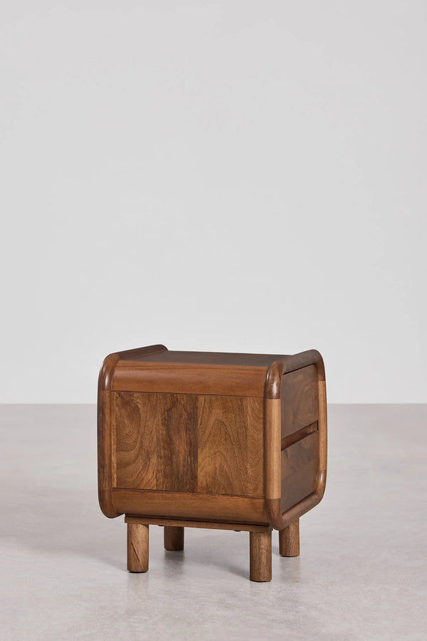 Nara Solid mango wood bedside table with 2 Drawer in Provincial Teak Finish