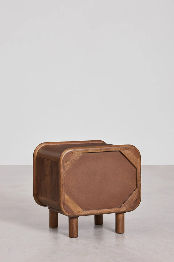 Nara Solid mango wood bedside table with 2 Drawer in Provincial Teak Finish