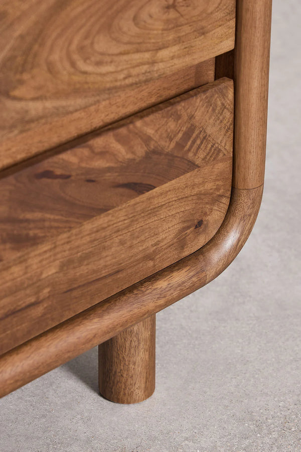 Nara Solid mango wood bedside table with 2 Drawer in Provincial Teak Finish