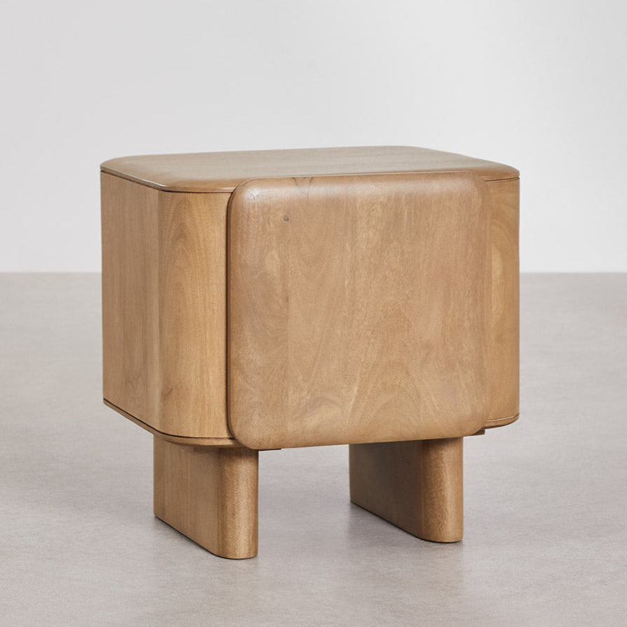 Magnus Solid mango wood bedside table with 1 Door in White Wash Finish