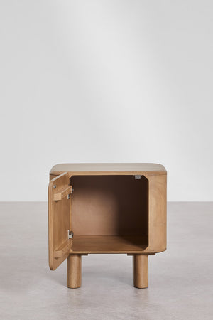 Magnus Solid mango wood bedside table with 1 Door in White Wash Finish