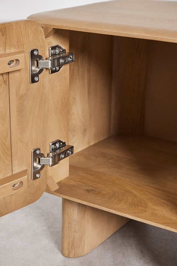 Magnus Solid mango wood bedside table with 1 Door in White Wash Finish