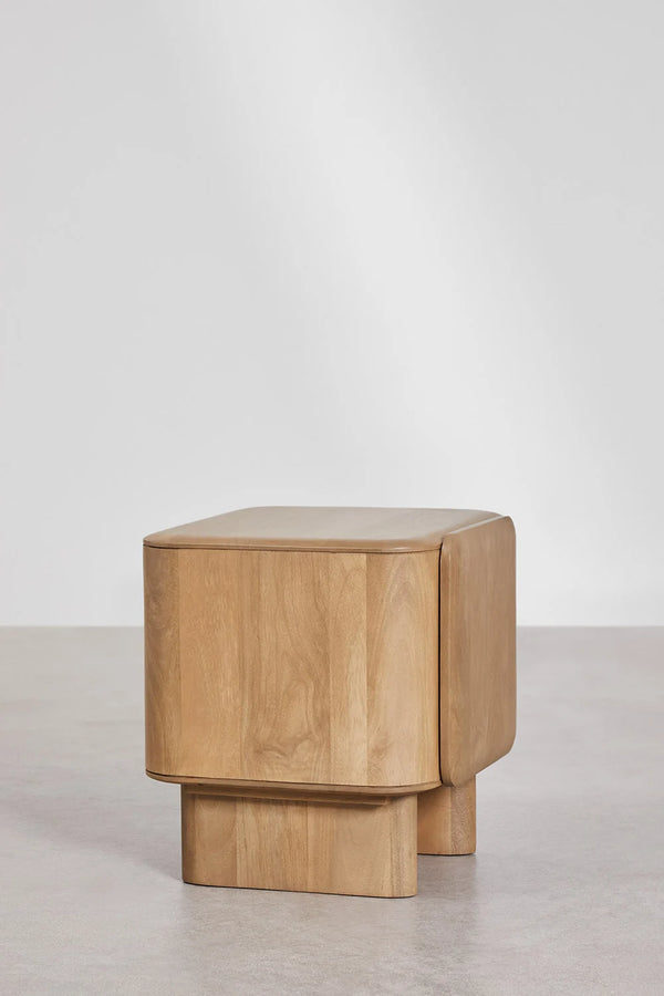 Magnus Solid mango wood bedside table with 1 Door in White Wash Finish