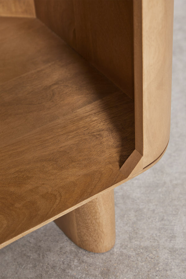 Magnus Solid mango wood bedside table with 1 Door in White Wash Finish