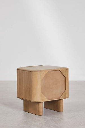 Magnus Solid mango wood bedside table with 1 Door in White Wash Finish