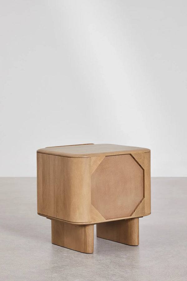 Magnus Solid mango wood bedside table with 1 Door in White Wash Finish