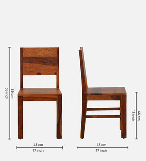 Nuevo Sheesham Wood Dining Chairs in Scratch Resistant Honey Oak Finish (Set Of 2)