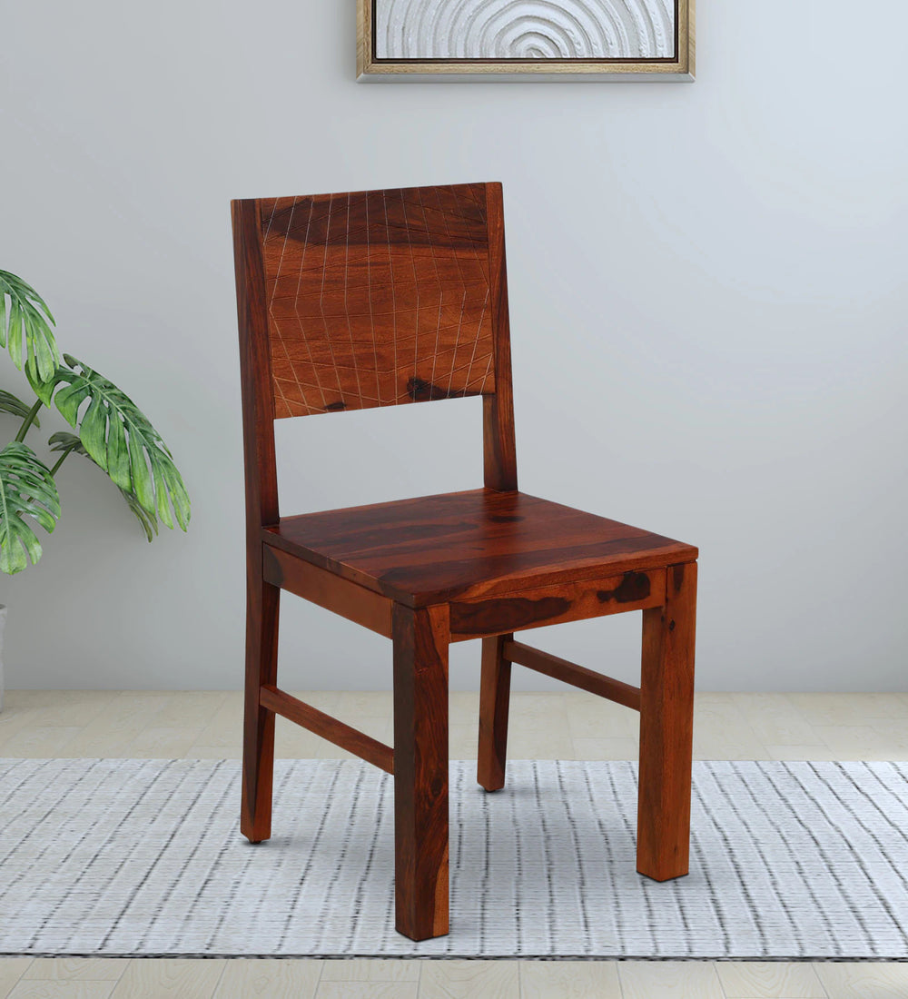 Nuevo Sheesham Wood Dining Chairs in Scratch Resistant Honey Oak Finish (Set Of 2)