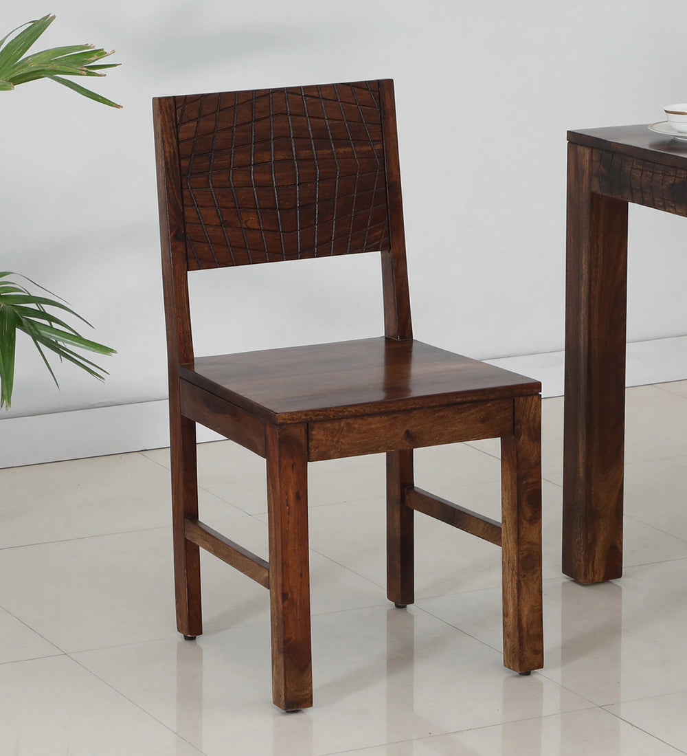 Nuevo Sheesham Wood Dining Chairs in Scratch Resistant Provincial Teak Finish (Set Of 2)