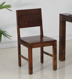 Nuevo Sheesham Wood Dining Chairs in Scratch Resistant Provincial Teak Finish (Set Of 2)