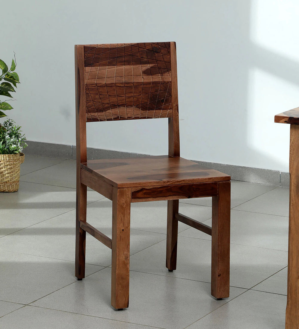 Nuevo Sheesham Wood Dining Chair In Scratch Resistant Rustic Teak Finish (Set Of 2)