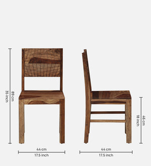 Nuevo Sheesham Wood Dining Chair In Scratch Resistant Rustic Teak Finish (Set Of 2)