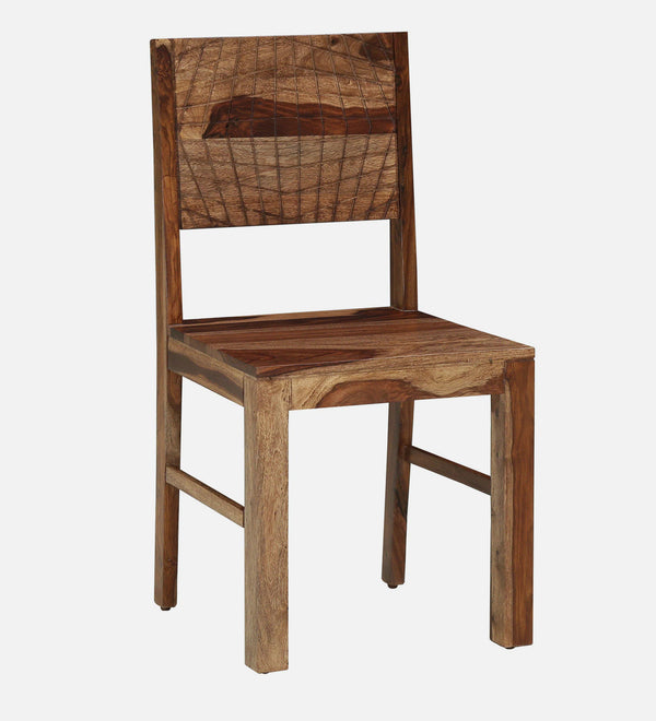 Nuevo Sheesham Wood Dining Chair In Scratch Resistant Rustic Teak Finish (Set Of 2)