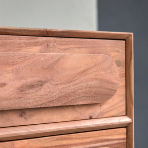 Astrid Solid Acacia Wood Chest of Drawer With 5 Drawer in Natural Finish