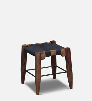 Yonnet Sheesham Wood Seating Stool In Brown & Black Colour