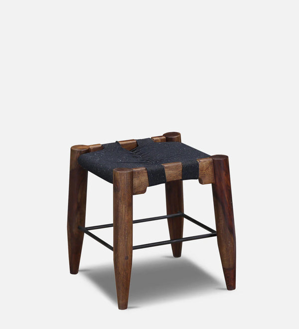 Yonnet Sheesham Wood Seating Stool In Brown & Black Colour