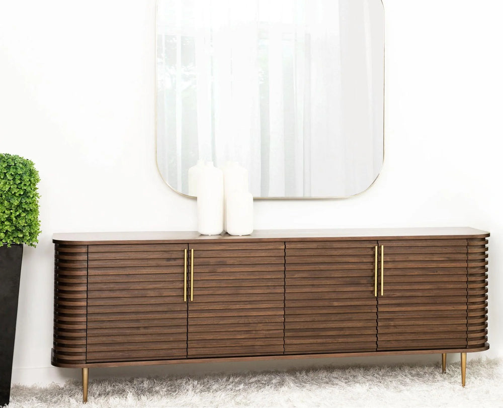 Juhani Solid Mango wood Sideboard with 4 Door in Provincial teak Finish