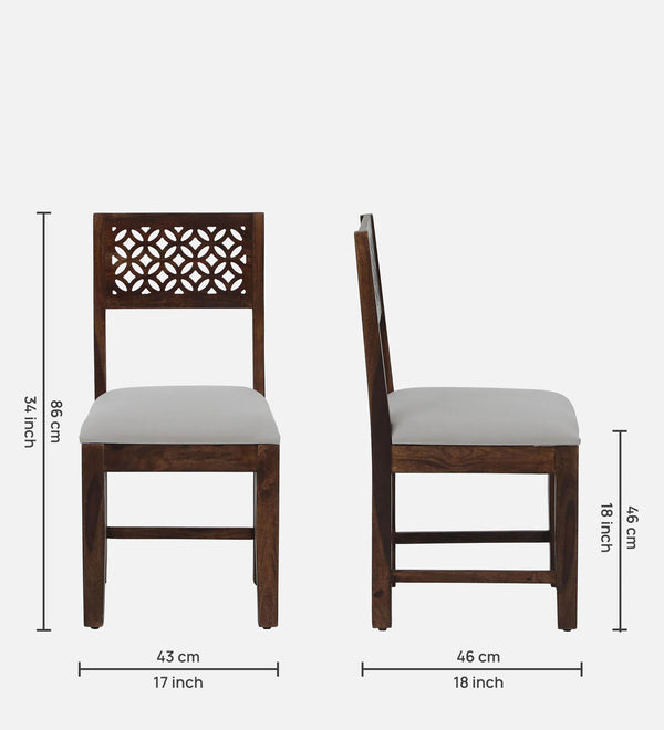 Parnika Sheesham Wood Dining Chairs in Scratch Resistant Provincial Teak Finish (Set Of 2)
