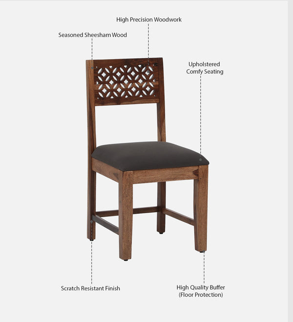 Parnika Sheesham Wood Dining Chairs In Scratch Resistant Rustic Teak Finish (Set Of 2)