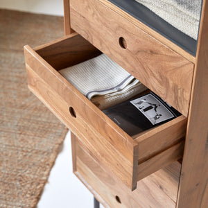 Cleo Solid Acacia Wood Chest of Drawer With 4 Drawer & 1 shelf in Natural Finish