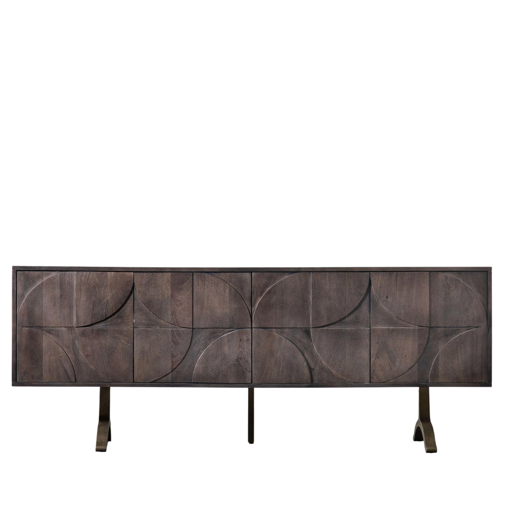 Kaspen Solid Mango wood Sideboard with 4 Door in Provincial teak Finish