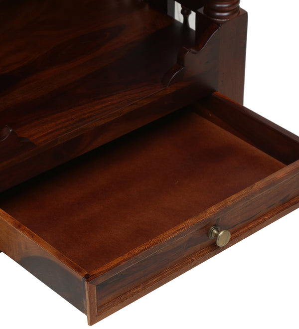 Siya Sheesham Wood Floor Rested Mandir Without Door in Honey Oak