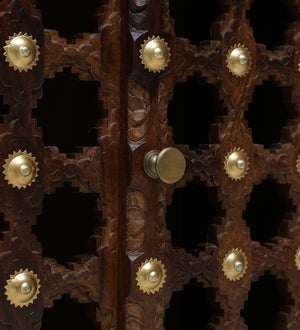 Tiana Sheesham Wood Floor Rested Mandir With Door in Provincial Teak
