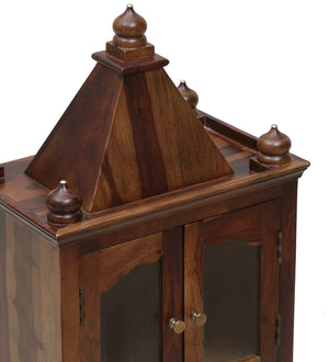 Radhe Sheesham Wood Floor Rested Mandir With Door in Provincial Teak