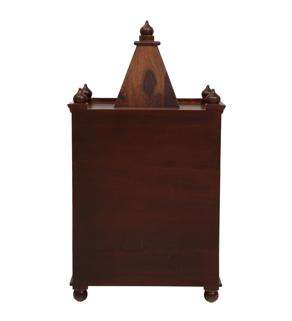 Tiana Sheesham Wood Floor Rested Mandir With Door in honey oak