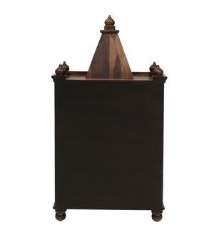 Tiana Sheesham Wood Floor Rested Mandir With Door in Provincial Teak