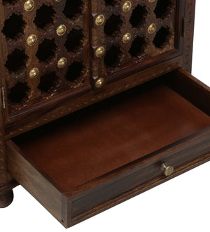 Tiana Sheesham Wood Floor Rested Mandir With Door in Provincial Teak