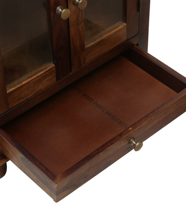 Radhe Sheesham Wood Floor Rested Mandir With Door in Provincial Teak